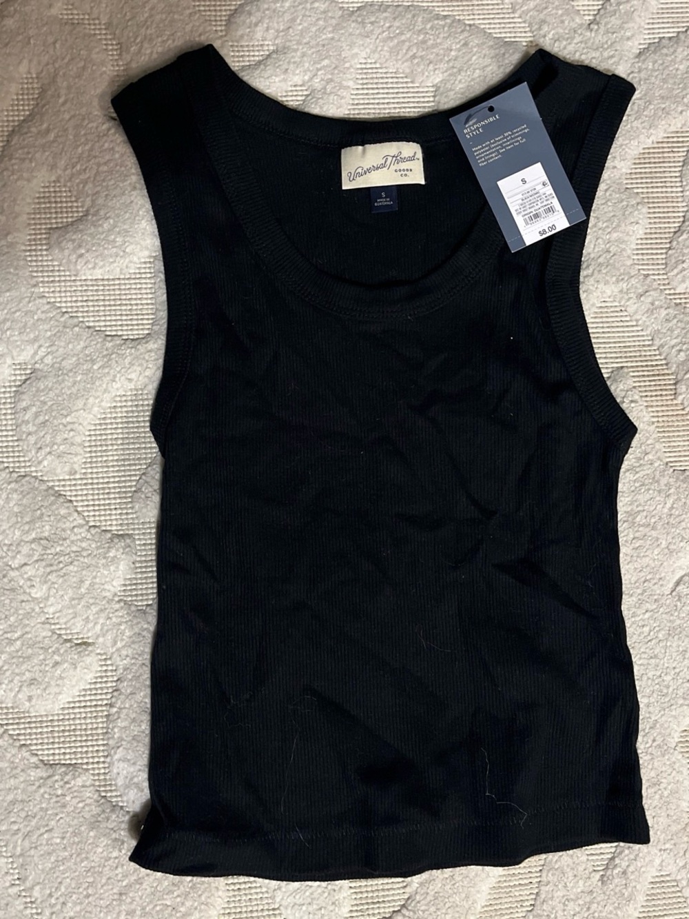 Universal Thread Black Ribbed Scoop Neck Tank Top